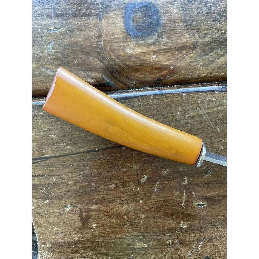 Bakelite Catalan Mustard Butterscotch Serving Fork Vintage